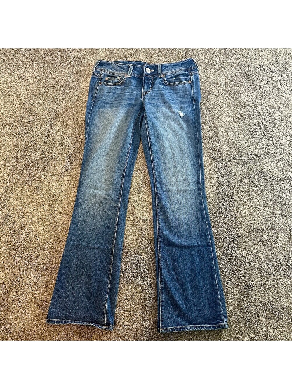American Eagle Boot Cut Jeans Womens 4 Short Blue Med Wash Low Rise Stretch Y2K